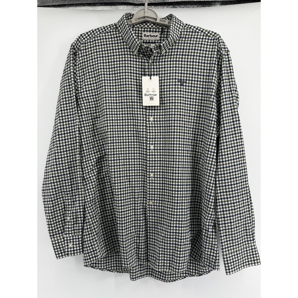 Barbour Finkle Tailored Fit Gingham Long Sleeve Men's Button Down Shirt Sz XXL